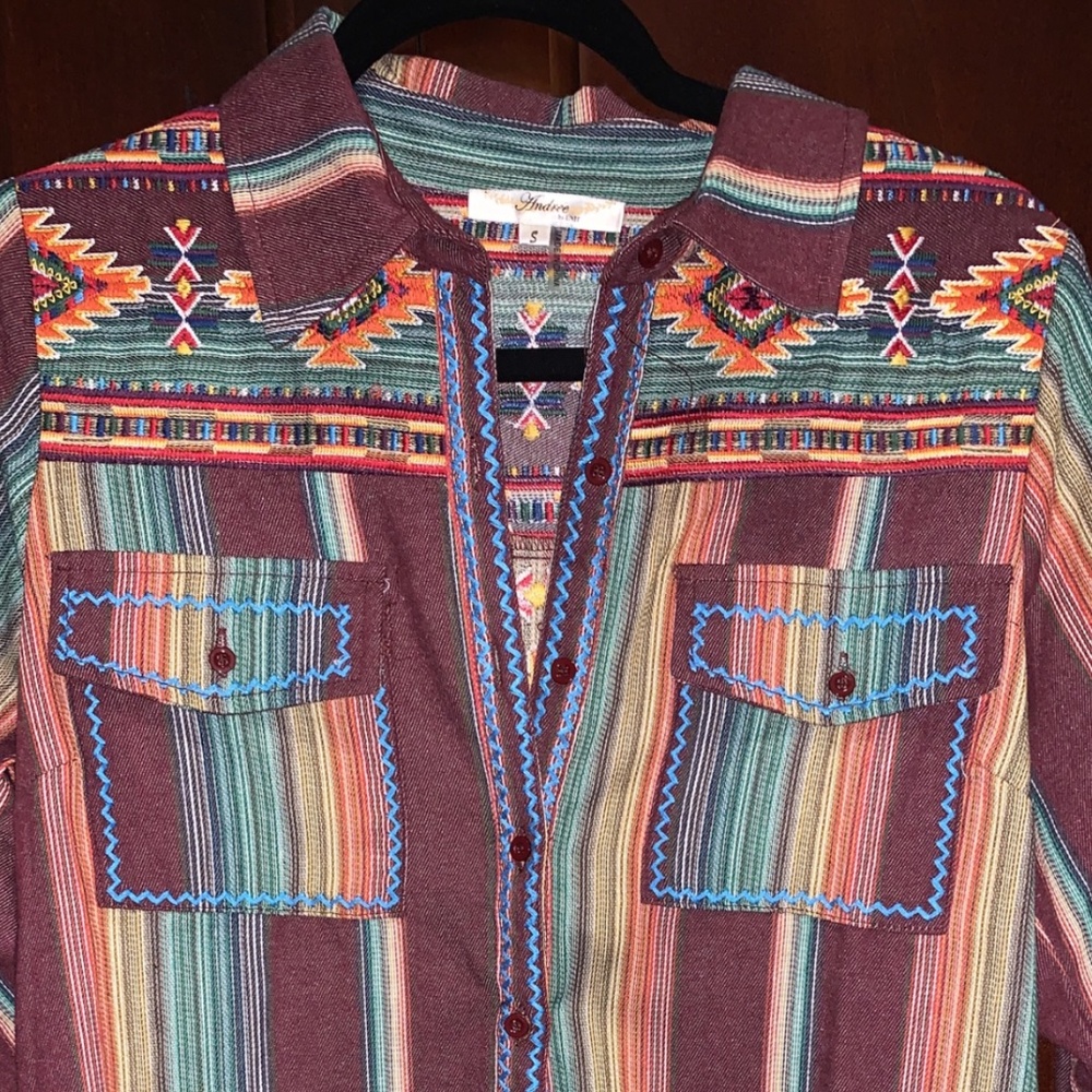 Andree By Unit Multi Color Western Button Down - image 1